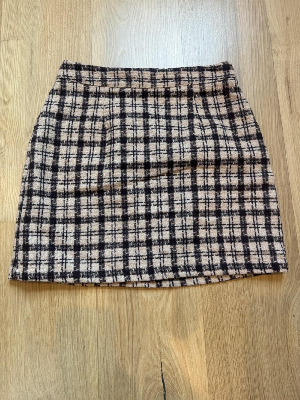 Fashion On Earth Plaid Mini Skirt in Cream and Black - Classic Tailored Style